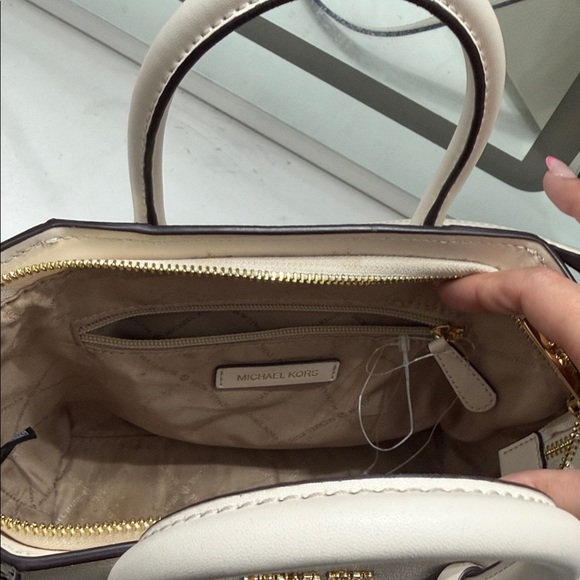 Michael Kors Cream and Black Animal Print Satchel - Picture 6 of 7